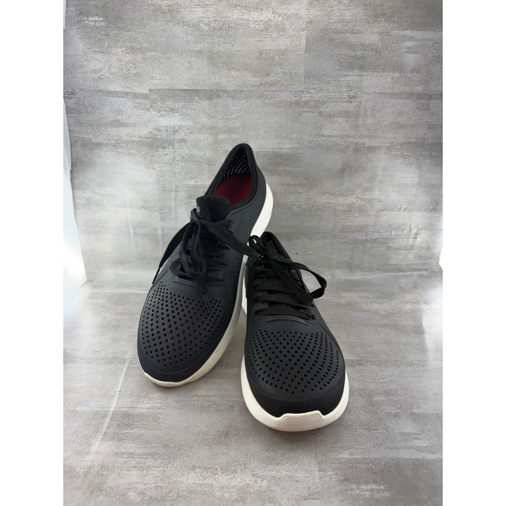 Crocs LiteRide Pacer Men Sz 9 Black White Athletic Lace Up Sneakers 204967